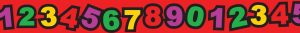 Colourful numbers on a red background